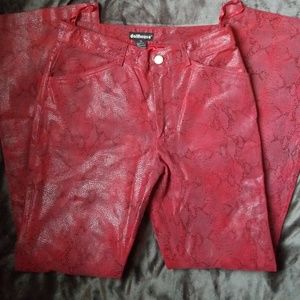 Red Scaled Leather Pants